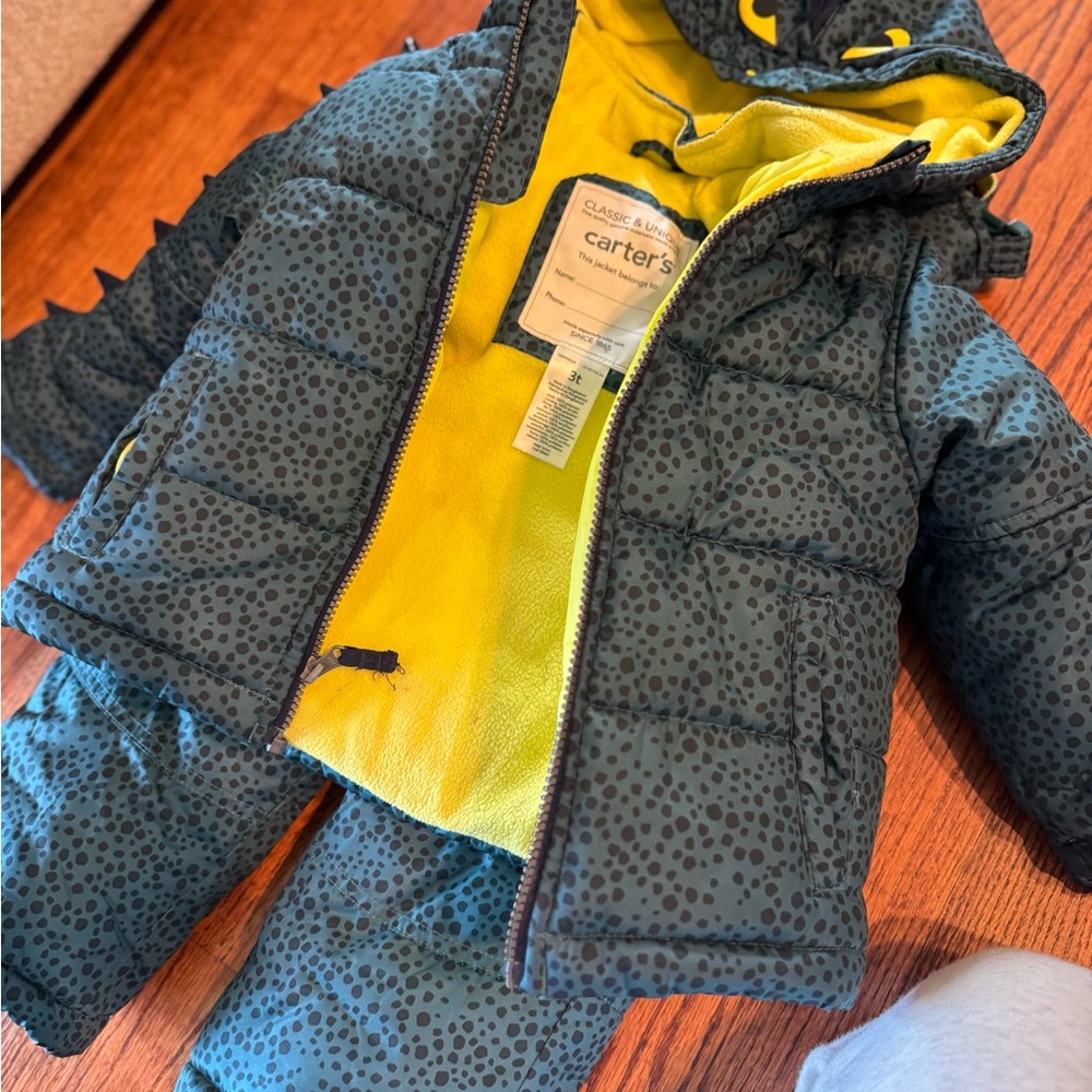 Carter's Green Jacket and Pants with Yellow Lining